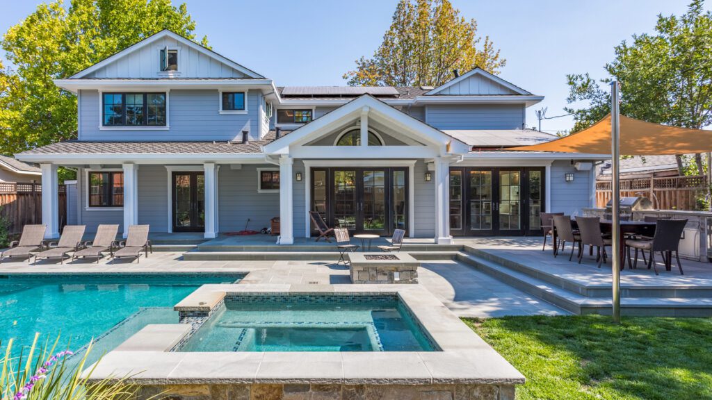Southern California home with a backyard pool