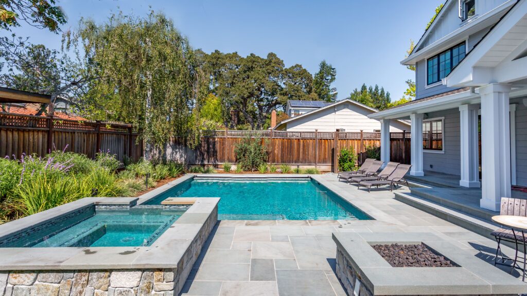Backyard pool and spa